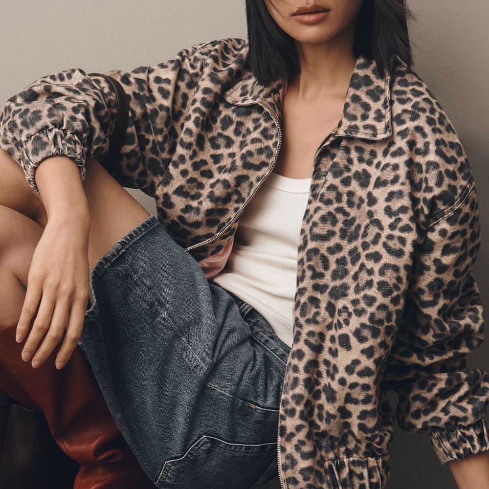 NWT Anthropologie Bomber Style Leopard Print Jacket
